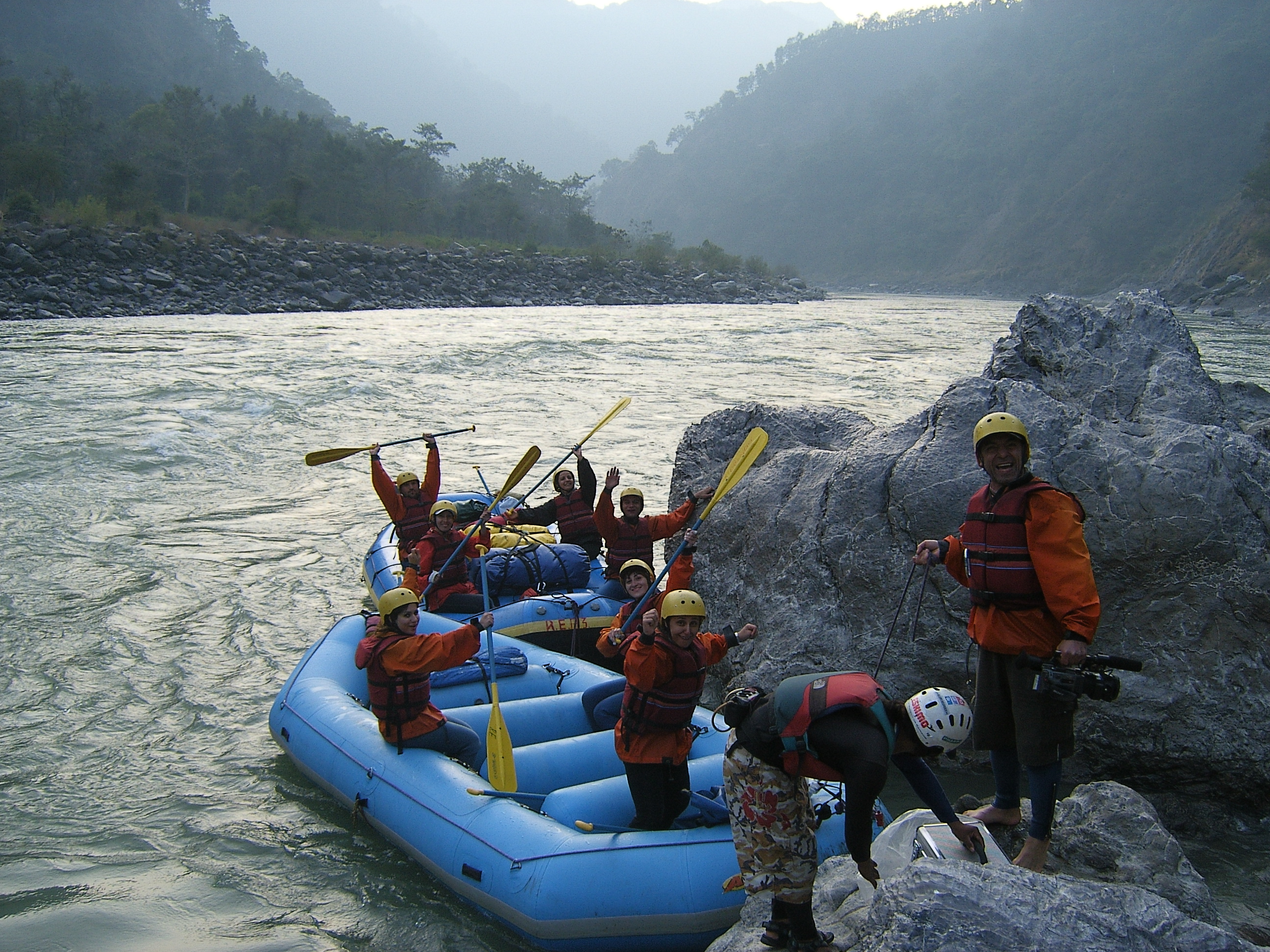 Calm river waters perfect for beginner rafting